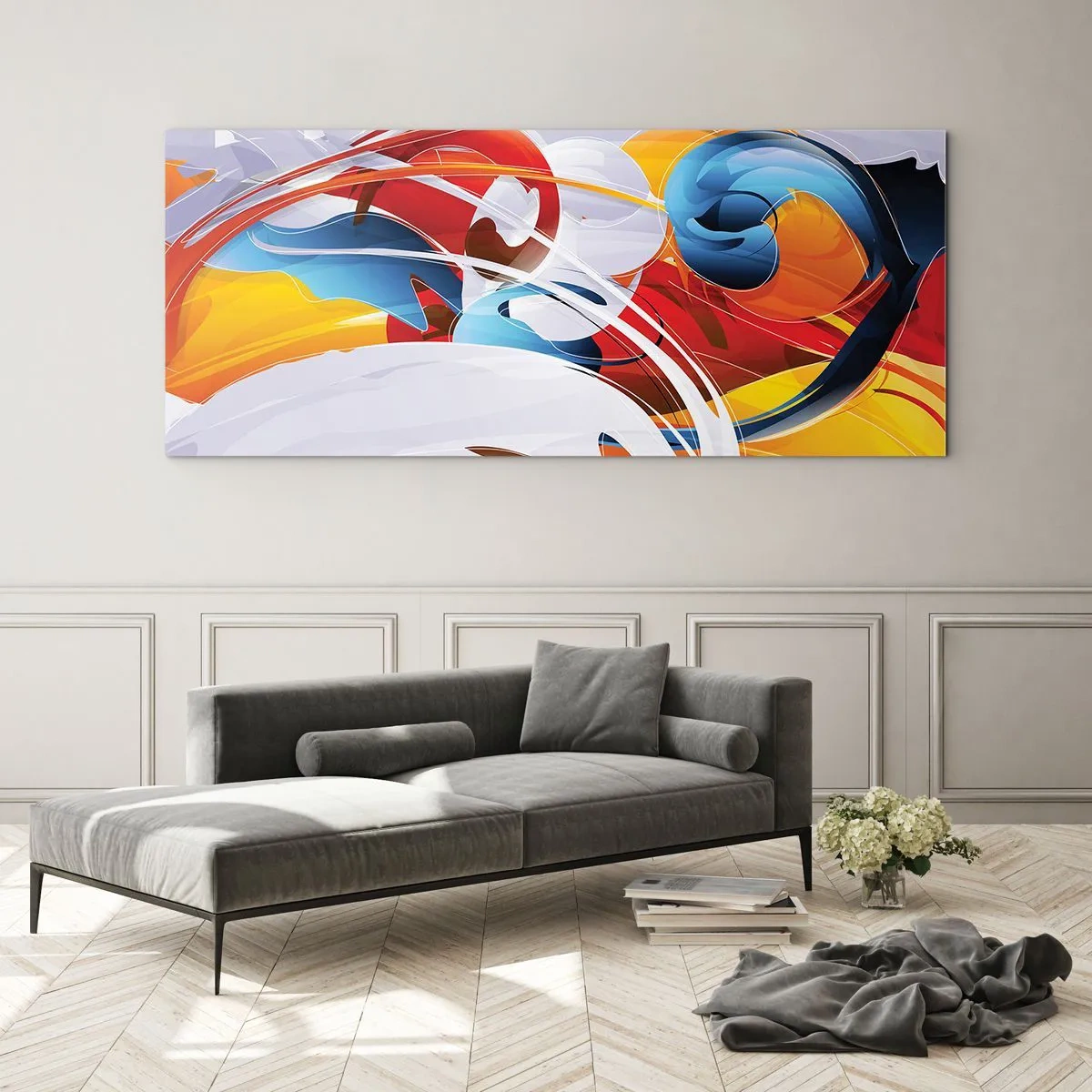 Glasbild - Bild auf glas - Der Tanz der Elemente - 90x30 cm