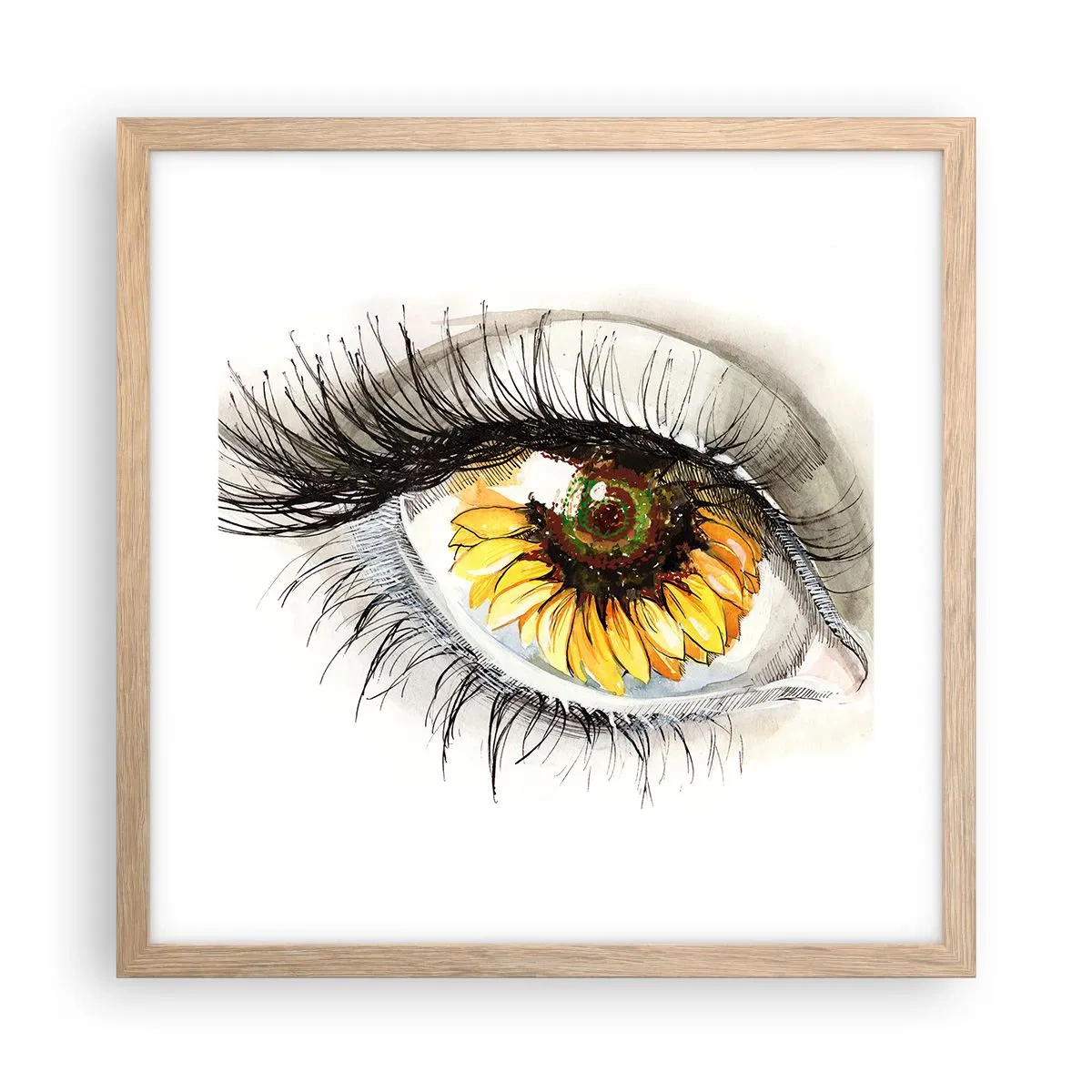 Poster in einem Rahmen aus heller Eiche - Ein Look so heiß wie der Sommer - 40x40 cm