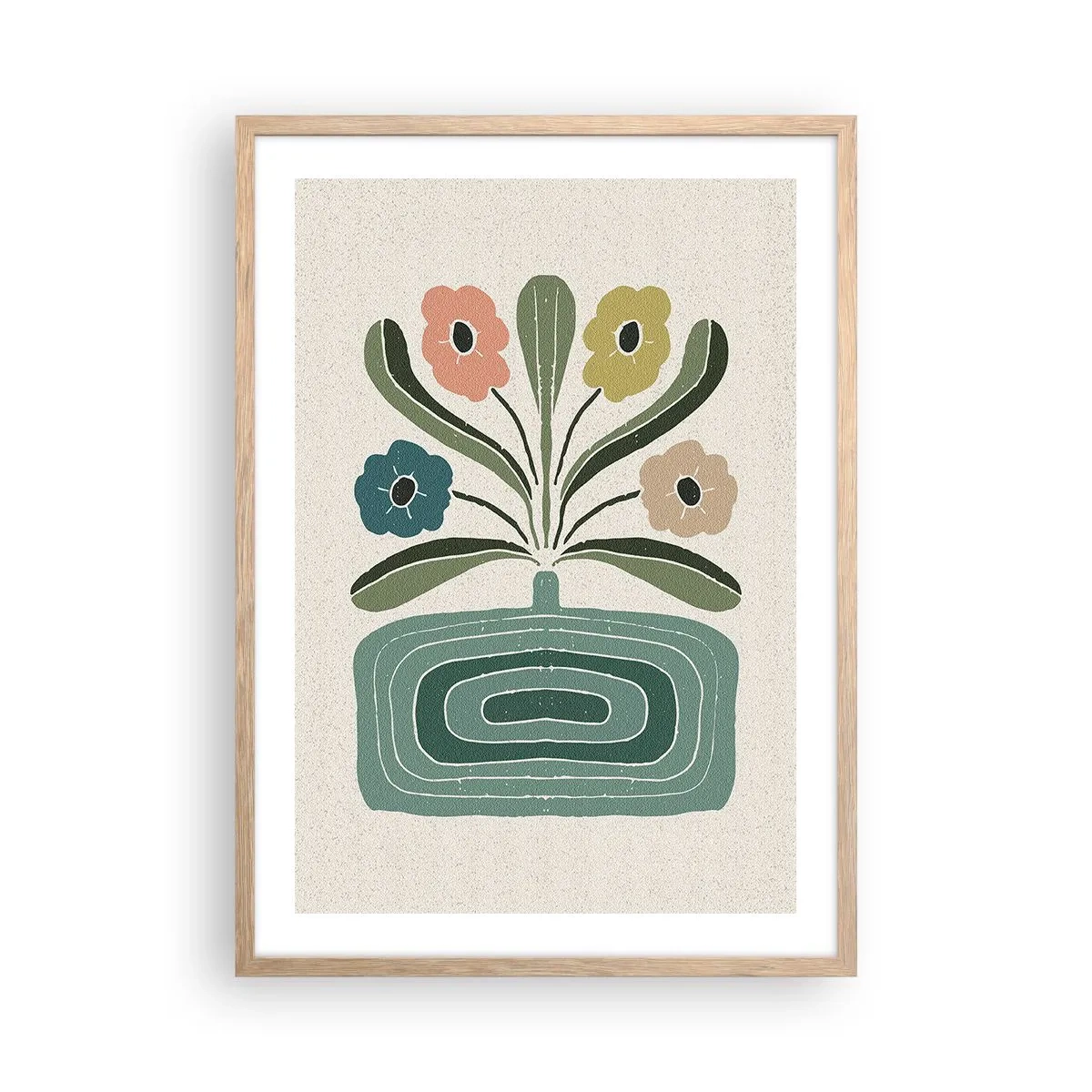 Poster in einem Rahmen aus heller Eiche - Symmetrischer Strauß - 50x70 cm