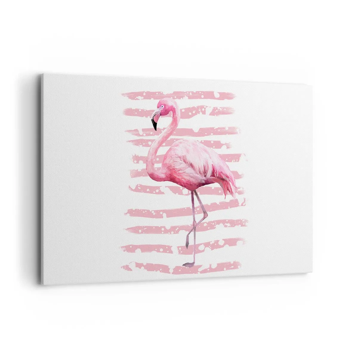 Bild auf Leinwand - Leinwandbild - Flamingo auf rosa Hintergrund im minimalistischen Stil - 100x70cm - In Würde, aber in Pink - Moderne Wanddekoration für Wohnzimmer und Schlafzimmer ARTTOR