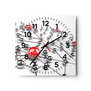 Wanduhr - Glasuhr - Silbriges Netz - 40x40 cm