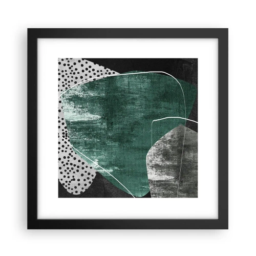 Poster in einem schwarzem Rahmen - Bunte Abstraktion mit Blattgold - 30x30 cm