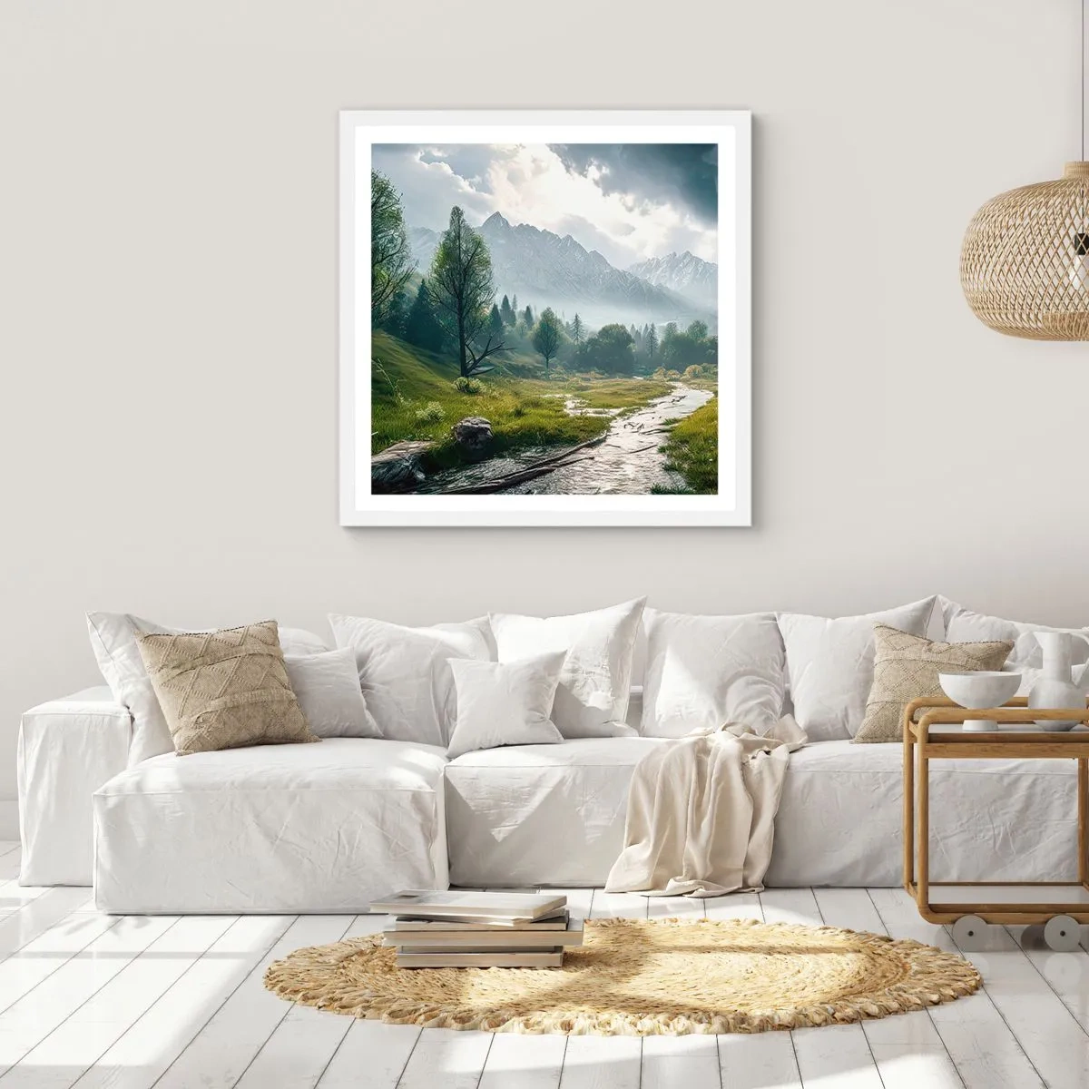 Poster in einem weißen Rahmen - Hin und zurück - 50x50 cm