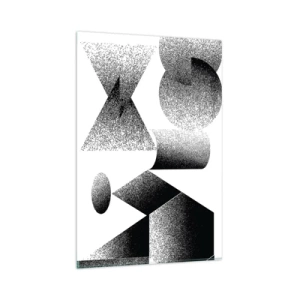 Glasbild - Bild auf glas - Geometrie bestehend aus Winkeln und ovalen Formen - 80x120cm - Winkel und Ovale - Moderne Wanddekoration für Wohnzimmer und Schlafzimmer ARTTOR