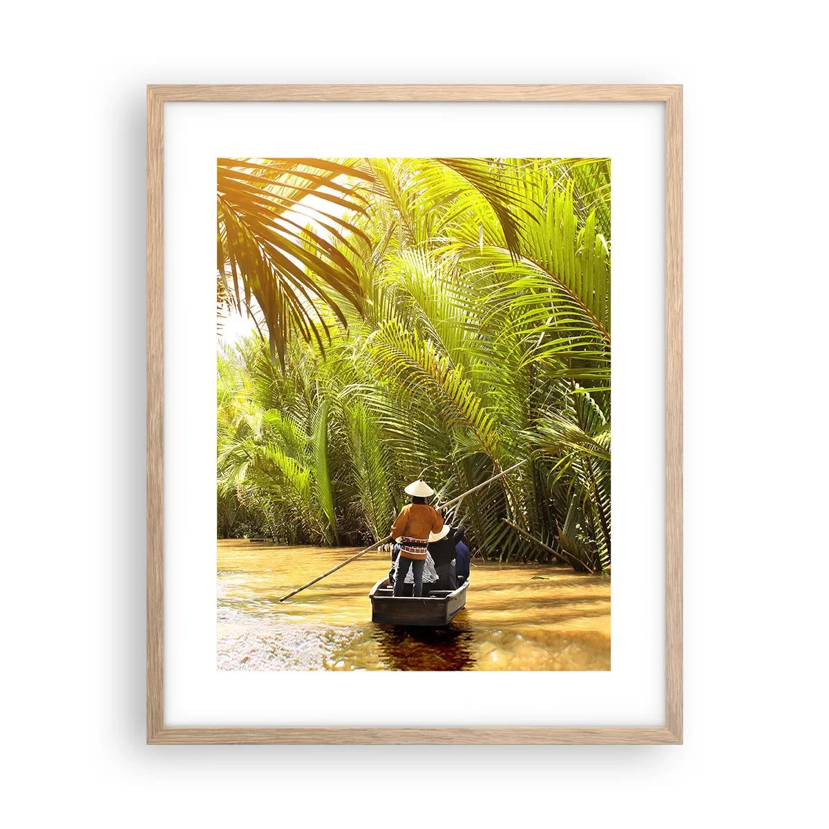 Poster in einem Rahmen aus heller Eiche - Eine Palmenschlucht entlang - 40x50 cm