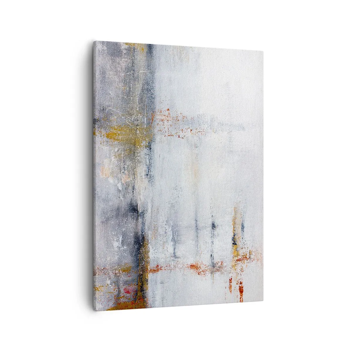 Bild auf Leinwand - Leinwandbild - Eine abstrakte Landschaft mit verschwommenen Akzenten in Grau und Gold. - 50x70cm - Hinter dem Luftvorhang - Moderne Wanddekoration für Wohnzimmer und Schlafzimmer ARTTOR