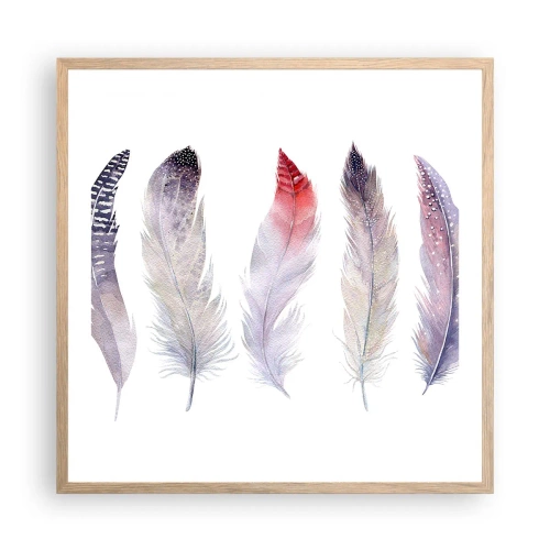 Poster in einem Rahmen aus heller Eiche - Zart wie mehrfarbiger Nebel - 60x60 cm