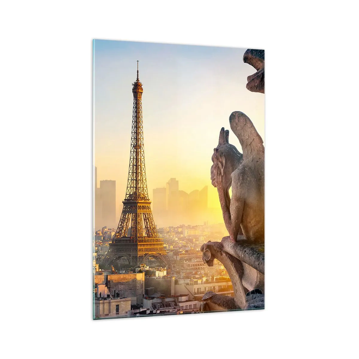 Glasbild - Bild auf glas - Blick auf den Eiffelturm mit Wasserspeiern im Hintergrund - 70x100cm - Vieles hat sich geändert ... - Moderne Wanddekoration für Wohnzimmer und Schlafzimmer ARTTOR