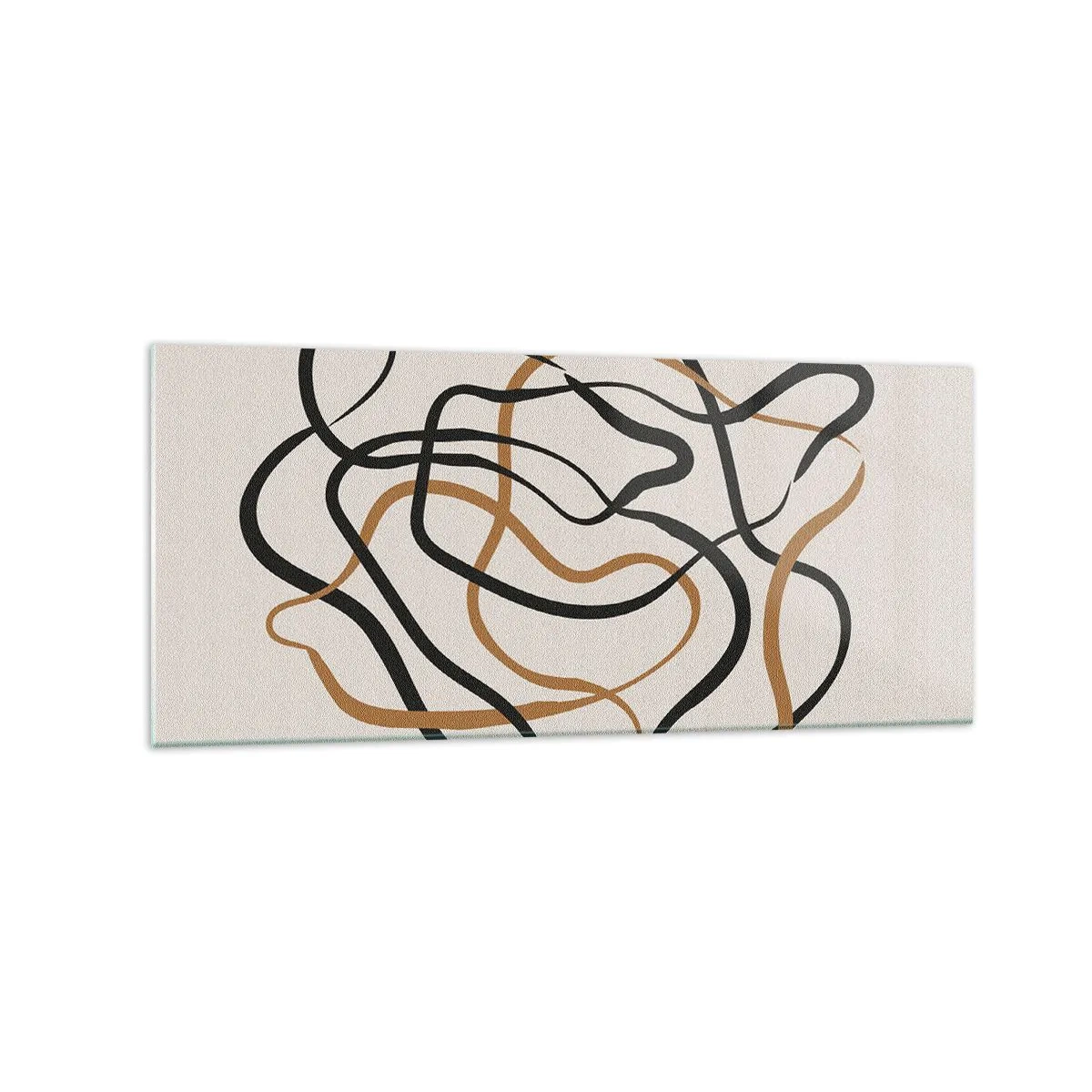 Glasbild - Bild auf glas - Verworrene Linien in Schwarz und Gold auf hellem Hintergrund - 120x50cm - Alles ging schief - Moderne Wanddekoration für Wohnzimmer und Schlafzimmer ARTTOR