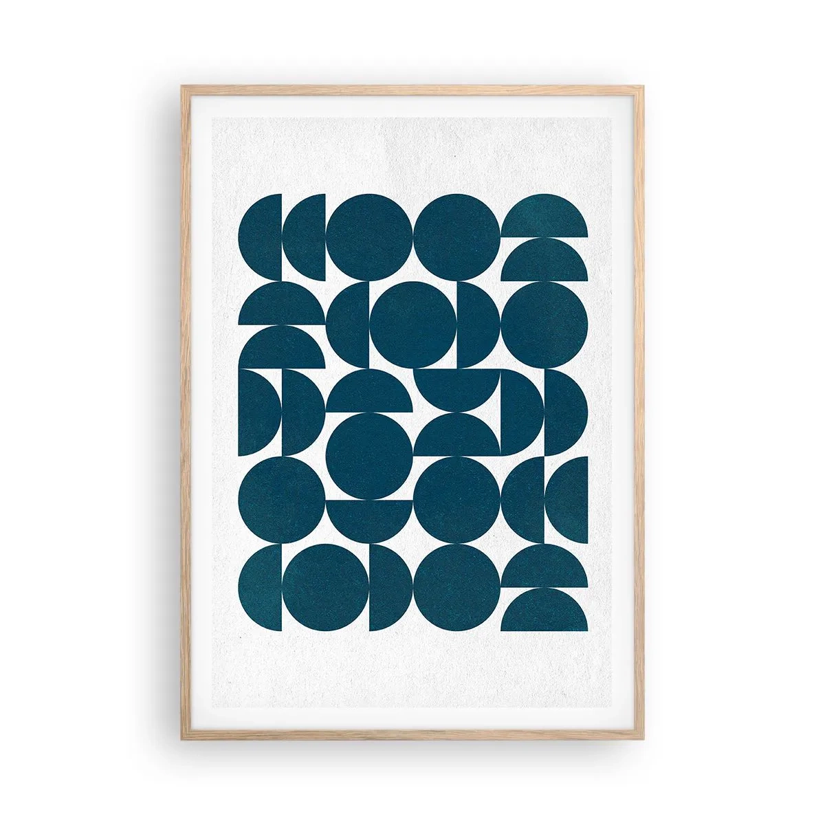 Poster in einem Rahmen aus heller Eiche - Kreise und Halbkreise - 70x100 cm
