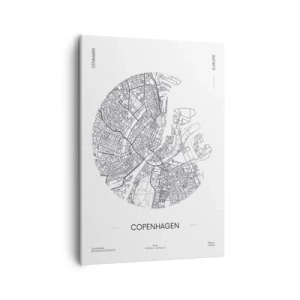 Bild auf Leinwand - Leinwandbild - Eine Karte von Kopenhagen im minimalistischen Schwarz-Weiß-Stil. - 50x70cm - Anatomie von Kopenhagen - Moderne Wanddekoration für Wohnzimmer und Schlafzimmer ARTTOR