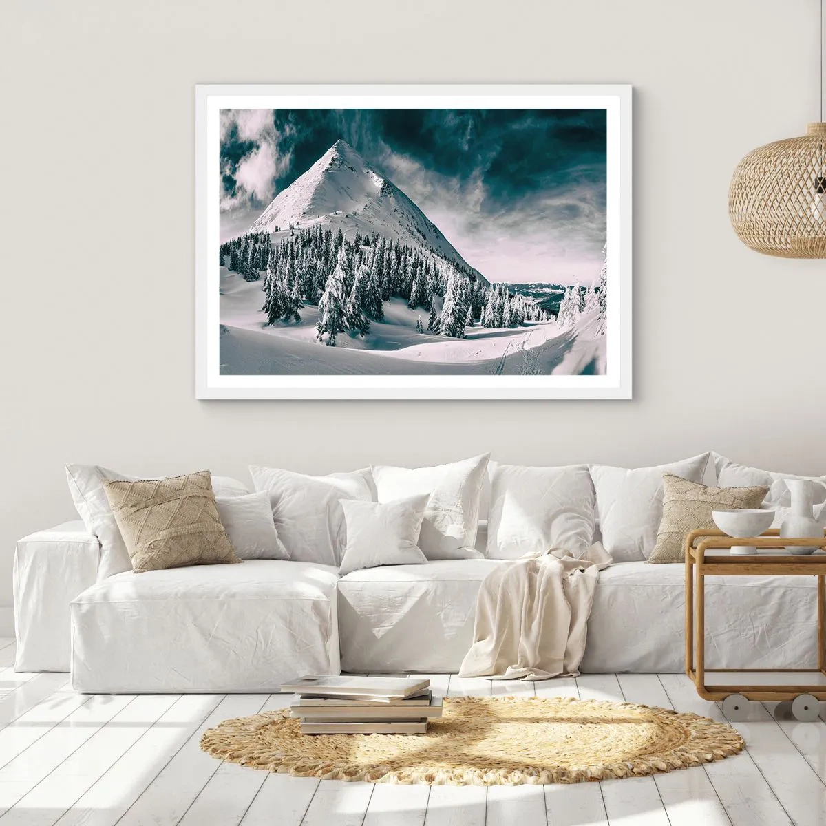 Poster in einem weißen Rahmen - Das Land aus Schnee und Eis - 50x40 cm