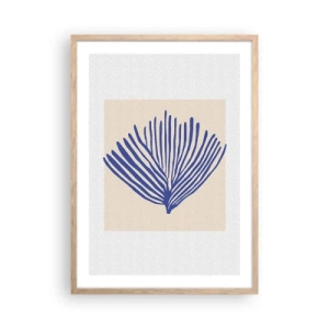 Poster in einem Rahmen aus heller Eiche - Blauer Fächer - 50x70 cm