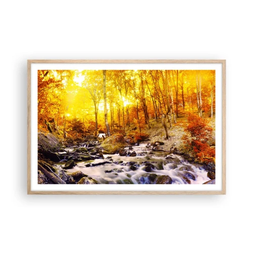 Poster in einem Rahmen aus heller Eiche - In Gold und Platin gefasste Steine - 91x61 cm