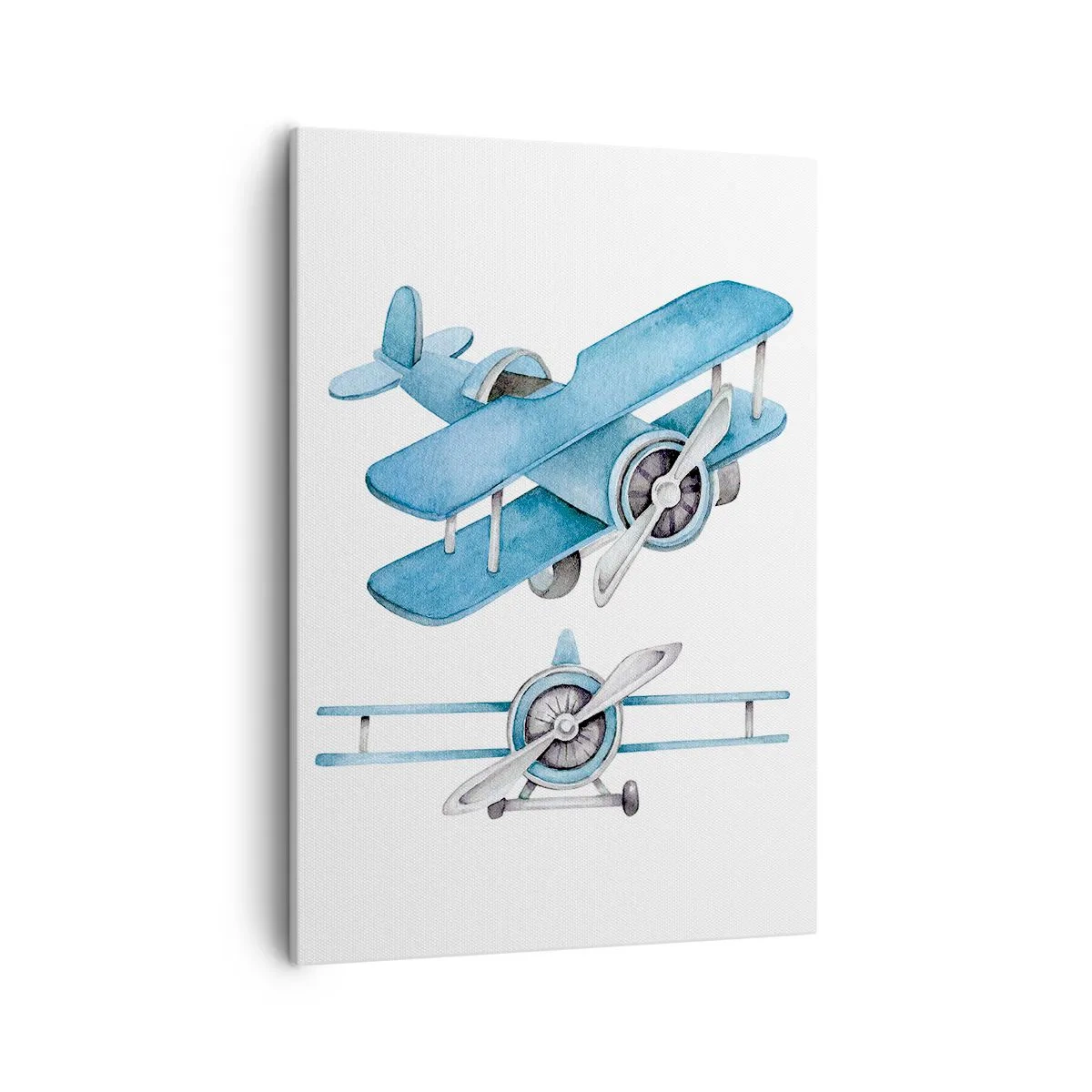 Bild auf Leinwand - Leinwandbild - Blaue Retro-Flugzeuge - 50x70cm - Geboren um zu gewinnen - Moderne Wanddekoration für Wohnzimmer und Schlafzimmer ARTTOR