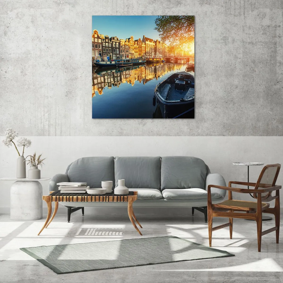 Glasbild - Bild auf glas - Morgen in Amsterdam - 50x50 cm