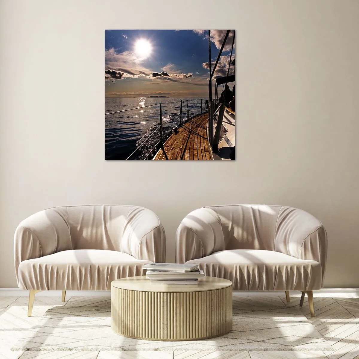 Glasbild - Bild auf glas - Der Sonne entgegen segeln - 70x70 cm