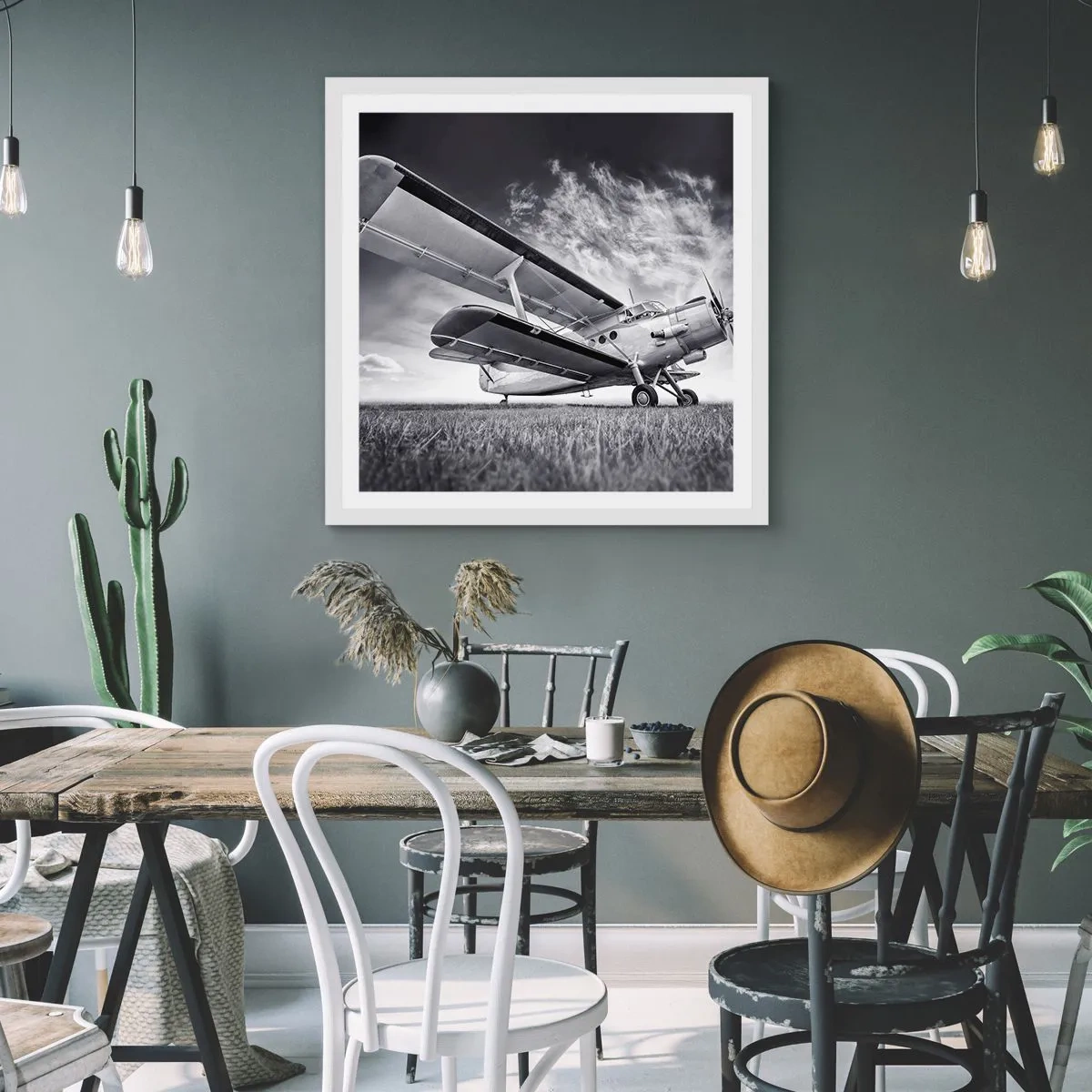 Poster in einem weißen Rahmen - Der geflügelte Wanderer - 30x30 cm