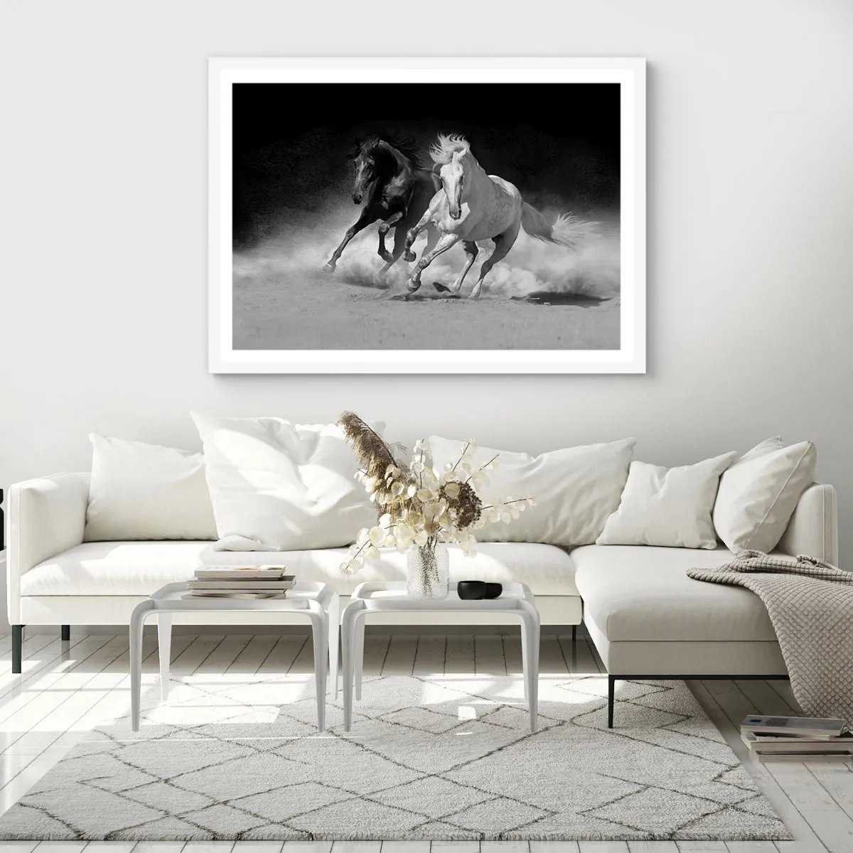 Poster in einem weißen Rahmen - Galopp der Freiheit - 50x40 cm