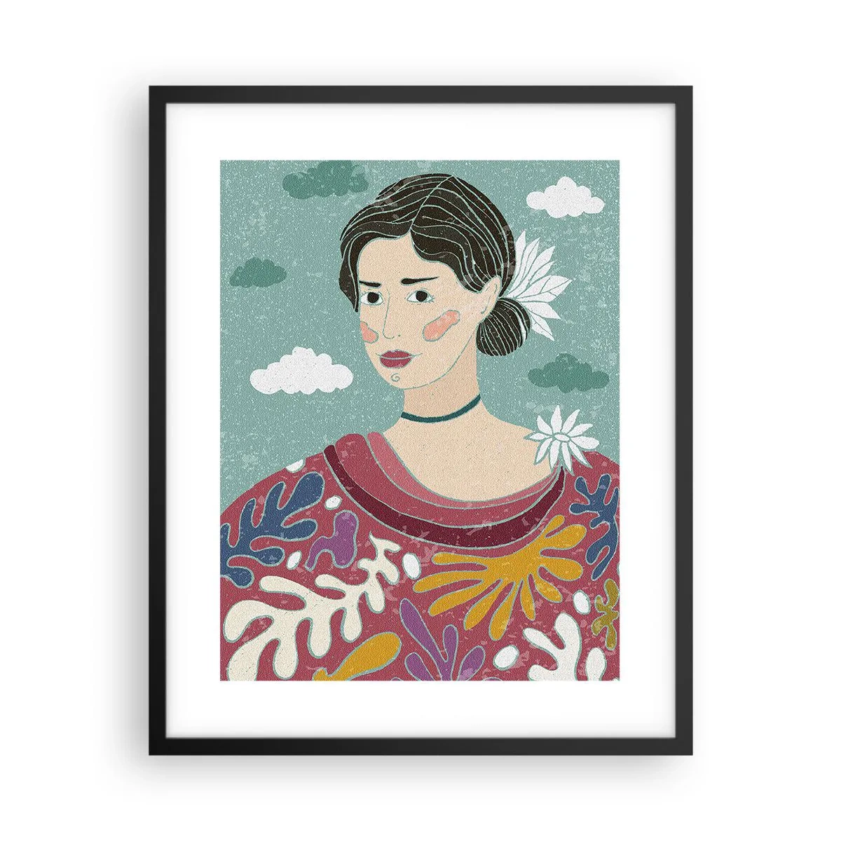 Poster in einem schwarzem Rahmen - Mit Melancholie im Blick - 40x50 cm