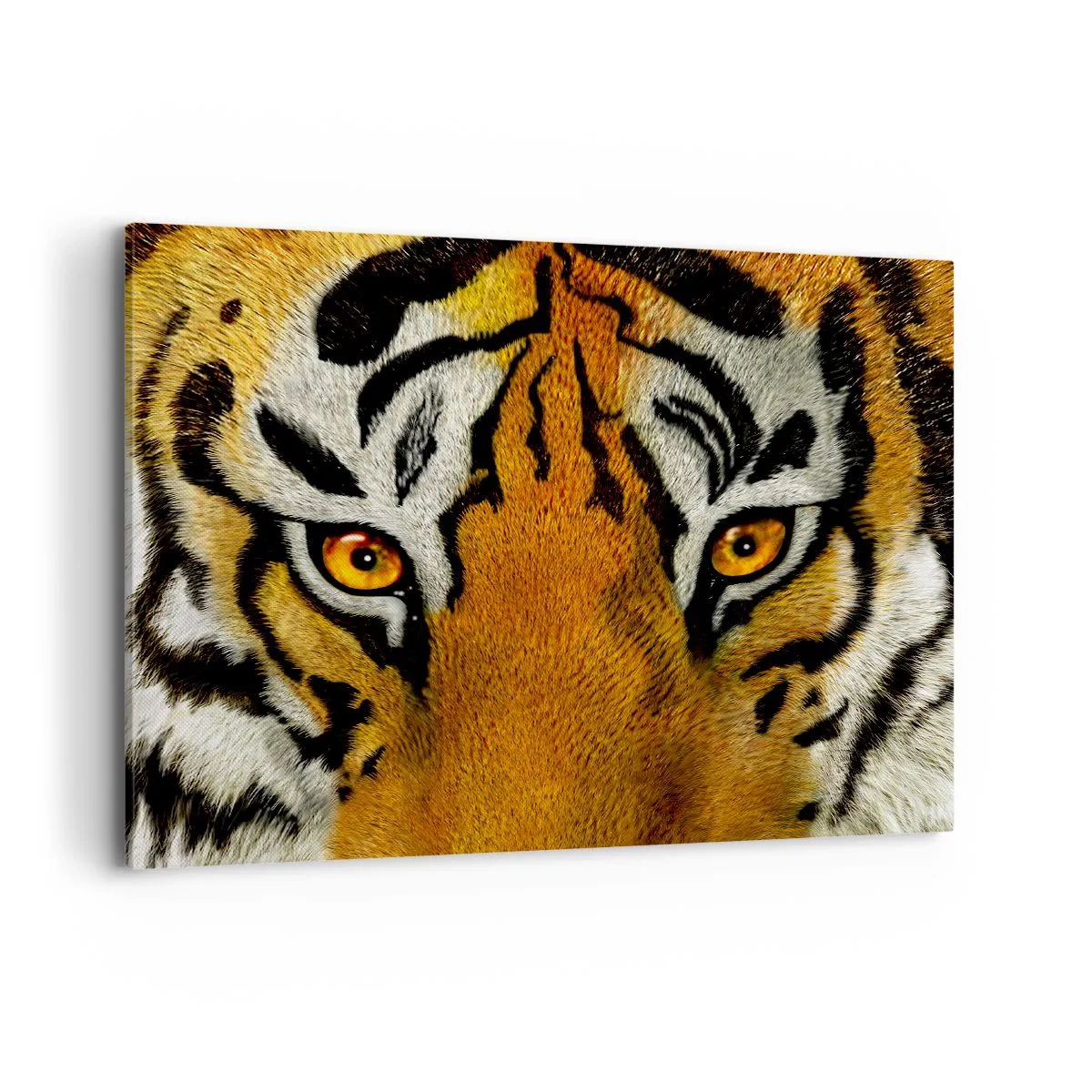 Bild auf Leinwand - Leinwandbild - Nahaufnahme eines Tigers mit intensivem Blick - 100x70cm - Schrecklich und schön - Moderne Wanddekoration für Wohnzimmer und Schlafzimmer ARTTOR