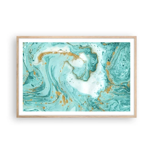 Poster in einem Rahmen aus heller Eiche - Unter der großen Welle der Edo-Ära - 91x61 cm