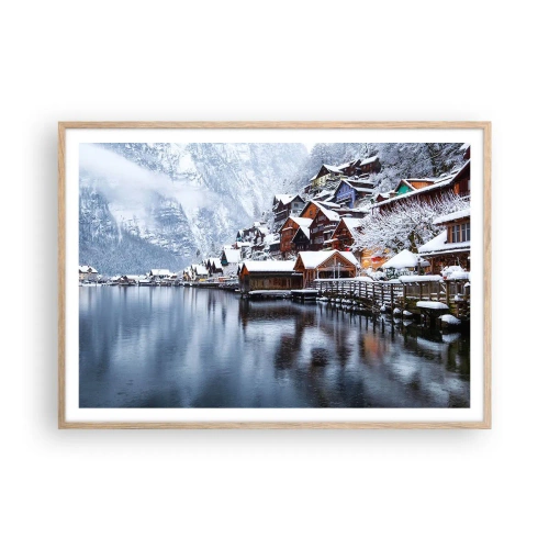 Poster in einem Rahmen aus heller Eiche - In winterlicher Dekoration - 100x70 cm