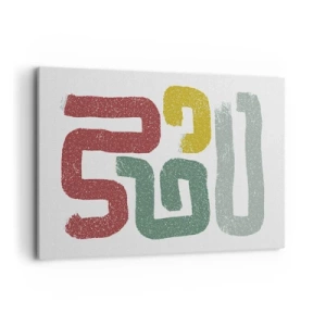 Bild auf Leinwand - Leinwandbild - Bunte geometrische Muster im abstrakten Stil - 120x80cm - In einer unbekannten Sprache - Moderne Wanddekoration für Wohnzimmer und Schlafzimmer ARTTOR