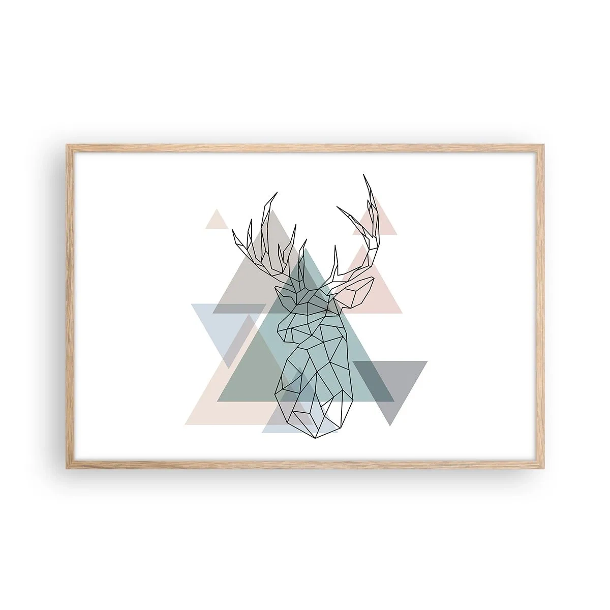 Poster in einem Rahmen aus heller Eiche - In einem geometrischen Wald - 91x61 cm