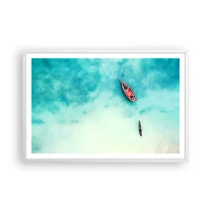 Poster in einem weißen Rahmen - Denn an den Stränden von Sansibar, wenn der Wasserüberschuss ... - 91x61 cm