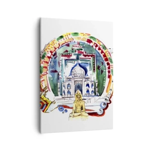 Bild auf Leinwand - Leinwandbild - Eine farbenfrohe Illustration der indischen Architektur - 50x70cm - Hinduistisches Weltgleichgewicht - Moderne Wanddekoration für Wohnzimmer und Schlafzimmer ARTTOR