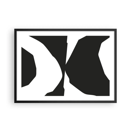 Poster in einem schwarzem Rahmen - Abstraktes Kontrastmuster in Schwarz und Weiß - 70x50cm - Positiv negativ - Moderne Wanddekoration für Wohnzimmer und Schlafzimmer ARTTOR