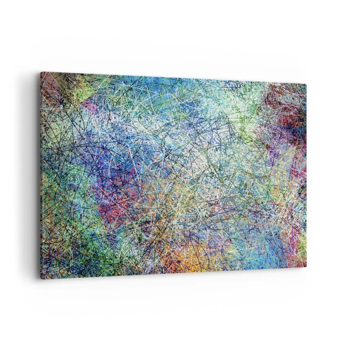 Bild auf Leinwand - Leinwandbild - Abstrakte Komposition mit mehrfarbigen Linien und Texturen - 100x70cm - Es ist nicht so einfach - Moderne Wanddekoration für Wohnzimmer und Schlafzimmer ARTTOR