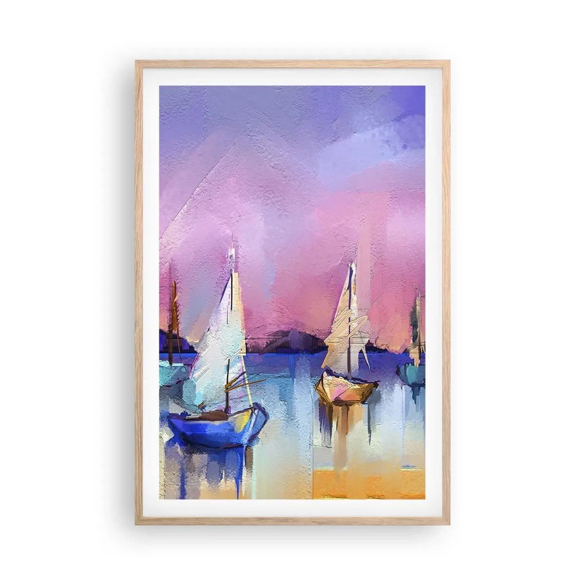 Poster in einem Rahmen aus heller Eiche - Richtung: breites Wasser - 61x91 cm