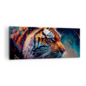 Bild auf Leinwand - Leinwandbild - Portrait eines Tigers in dynamischen, abstrakten Farben - 120x50cm - Wilde Schönheit - Moderne Wanddekoration für Wohnzimmer und Schlafzimmer ARTTOR
