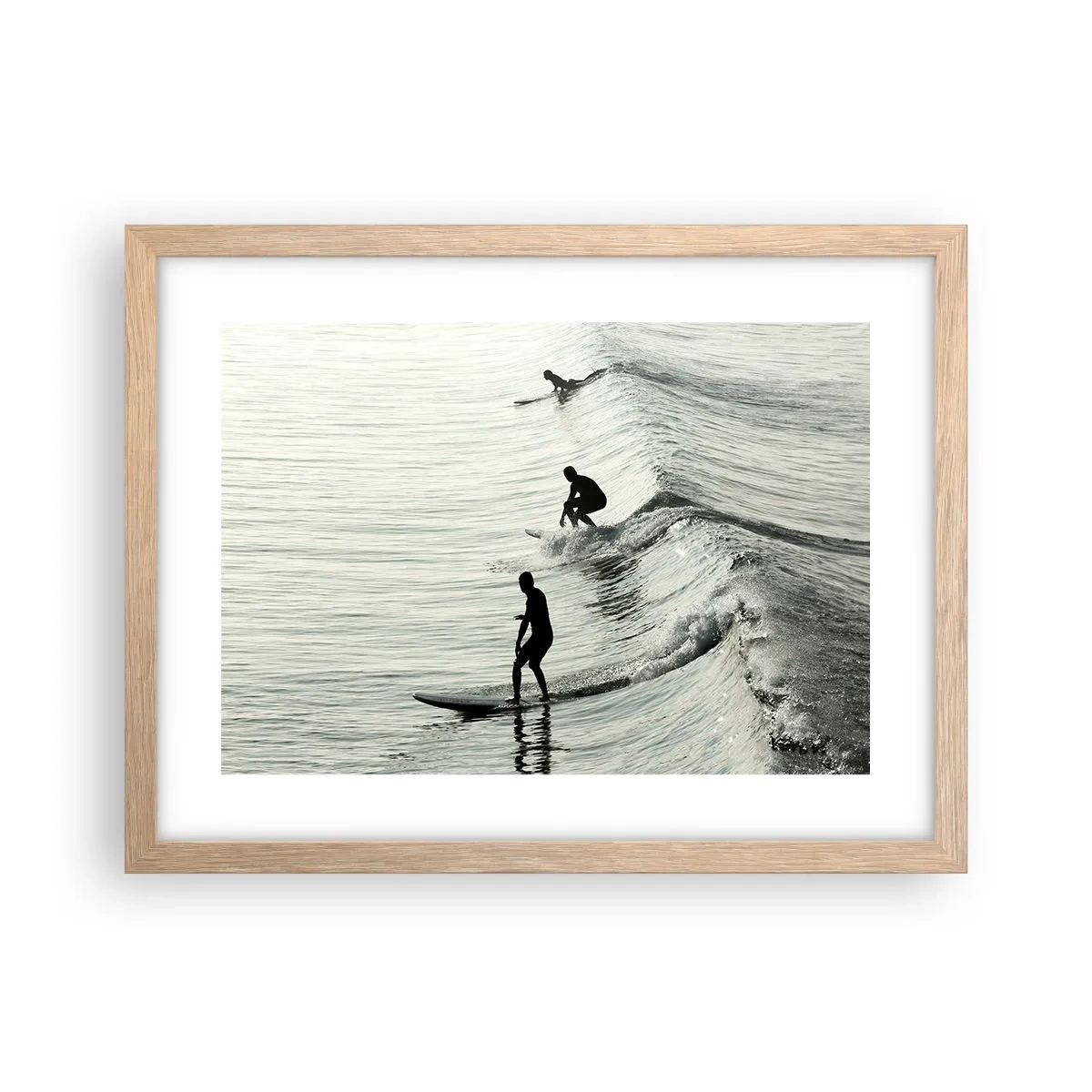 Poster in einem Rahmen aus heller Eiche - Gegen die Welle - 40x30 cm