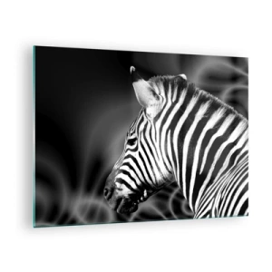 Glasbild - Bild auf glas - Zebra in Schwarz-Weiß-Ästhetik - 70x50cm - Weiß ist weiß und schwarz ist schwarz - Moderne Wanddekoration für Wohnzimmer und Schlafzimmer ARTTOR
