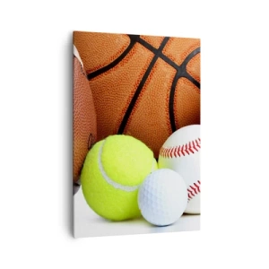 Bild auf Leinwand - Leinwandbild - Bälle verschiedener Sportarten - 70x100cm - Fußball verbindet uns! - Moderne Wanddekoration für Wohnzimmer und Schlafzimmer ARTTOR