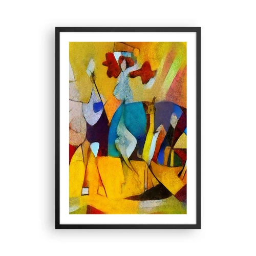 Poster in einem schwarzem Rahmen - Bunte Figuren im abstrakten Stil - 50x70cm - Sonne - Leben - Freude - Moderne Wanddekoration für Wohnzimmer und Schlafzimmer ARTTOR