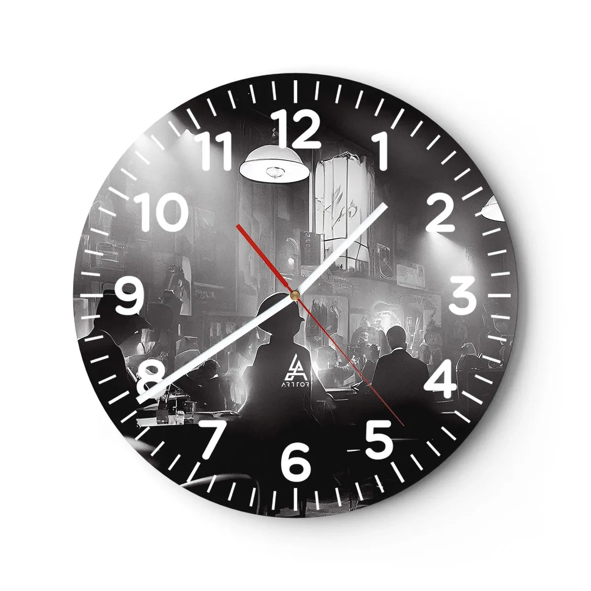 Wanduhr - Glasuhr - In Jazz-Atmosphäre - 40x40 cm