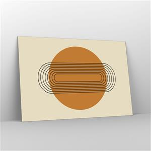 Glasbild - Bild auf glas - Geometrische Abstraktion mit Kreisen und Linien - 120x80cm - Perfekter Plan - Moderne Wanddekoration für Wohnzimmer und Schlafzimmer ARTTOR