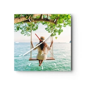 Wanduhr - Glasuhr - Das Leben ist wunderschön - 40x40 cm