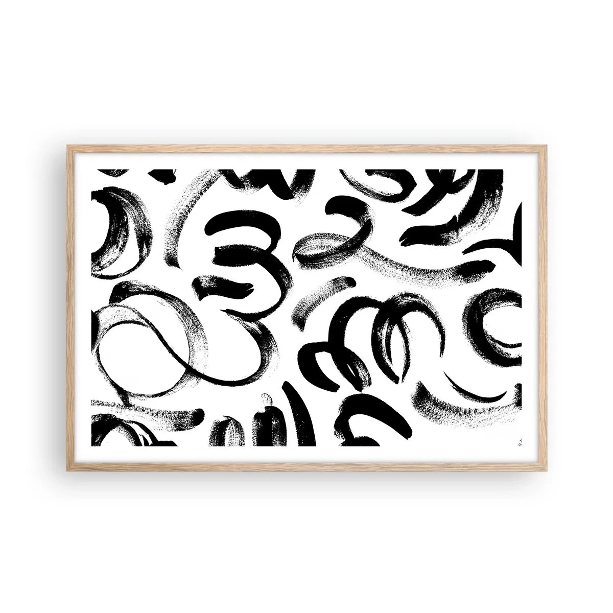 Poster in einem Rahmen aus heller Eiche - Schwarz auf Weiß - 91x61 cm