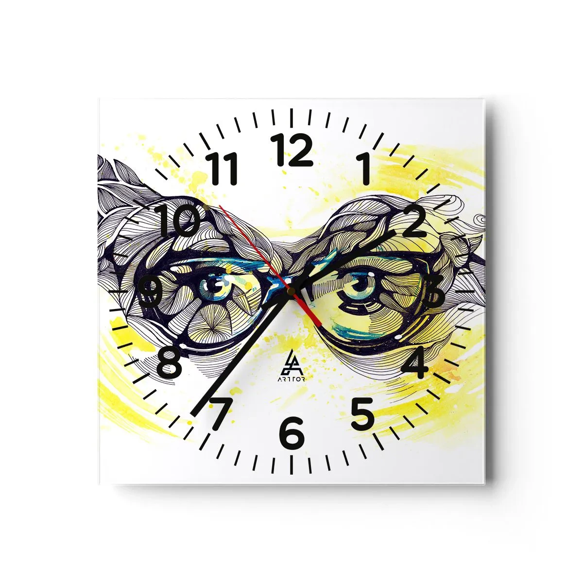 Wanduhr - Glasuhr - Durch blaue Brille - 40x40 cm