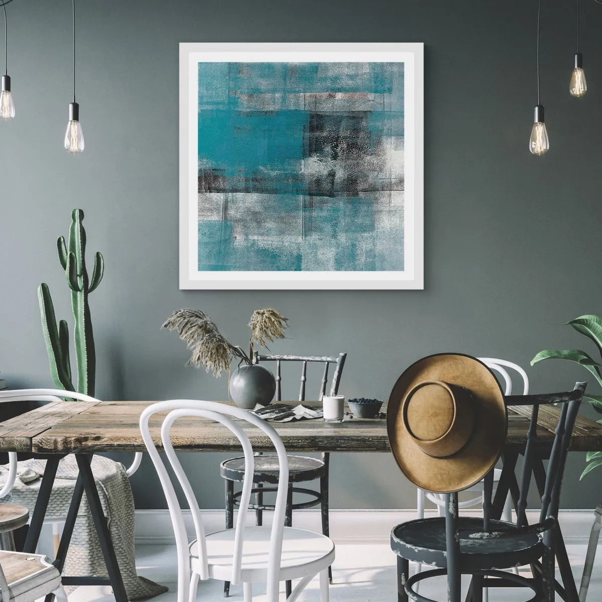 Poster in einem weißen Rahmen - Wasser und Luft - 40x40 cm