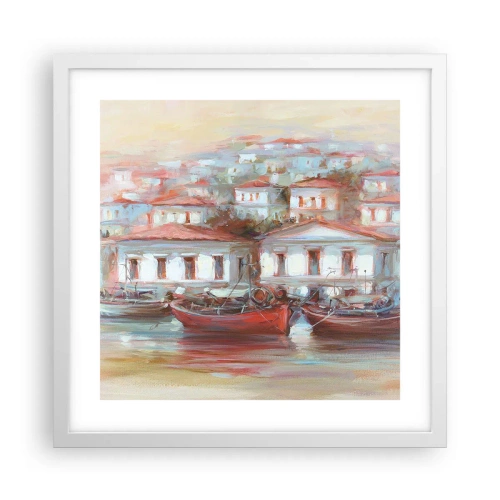 Poster in einem weißen Rahmen - Glückliche Stadt - 40x40 cm