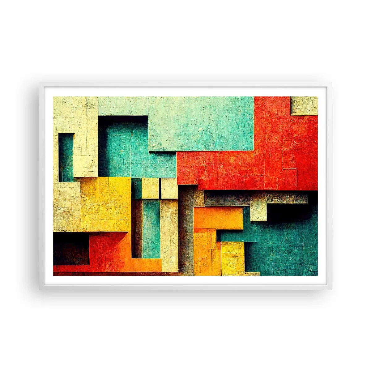 Poster in einem weißen Rahmen - Festival der rechten Winkel - 100x70 cm