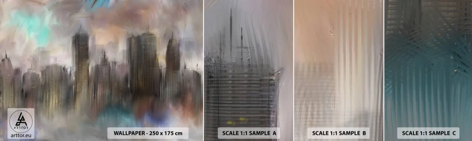 Fototapeten Muster Selbstklebend Deluxe Sticker - Eine Komposition aus Stahl, Stein und Nebel - Stadt, Die Architektur, Stück - 100x30 cm