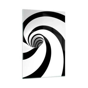 Glasbild - Bild auf glas - Abstrakte schwarz-weiße Spirale mit Wirbeleffekt - 80x120cm - Dem Wirbel nachgeben? - Moderne Wanddekoration für Wohnzimmer und Schlafzimmer ARTTOR
