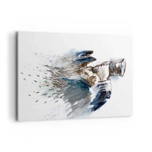 Bild auf Leinwand - Leinwandbild - Ein Kapitän mit Fernglas in einer dynamischen Aquarellszene - 120x80cm - Zehn auf der Beaufort-Skala! - Moderne Wanddekoration für Wohnzimmer und Schlafzimmer ARTTOR